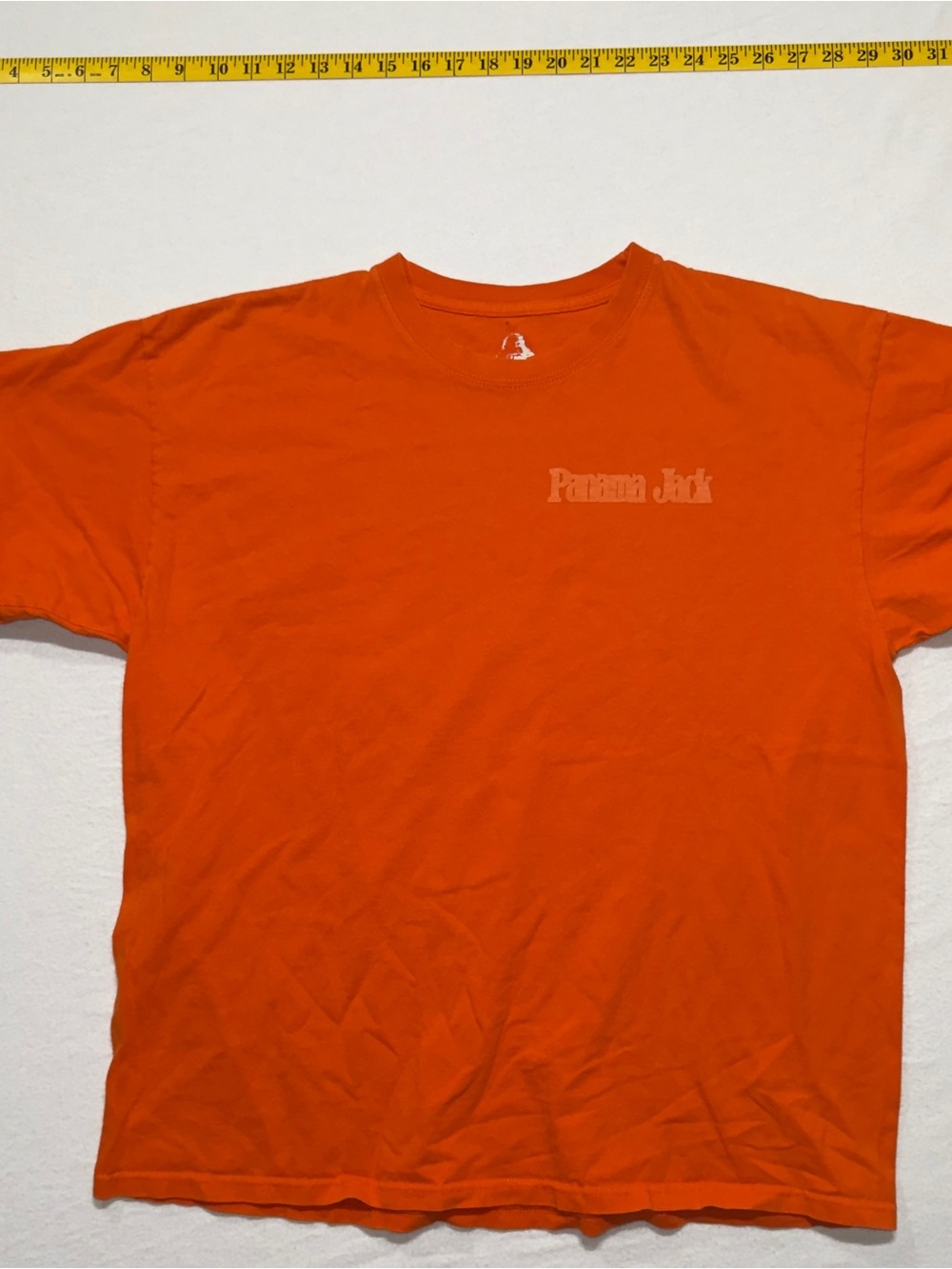 Vintage distressed Panama Jack Men's Orange Crew Neck T‑Shirt